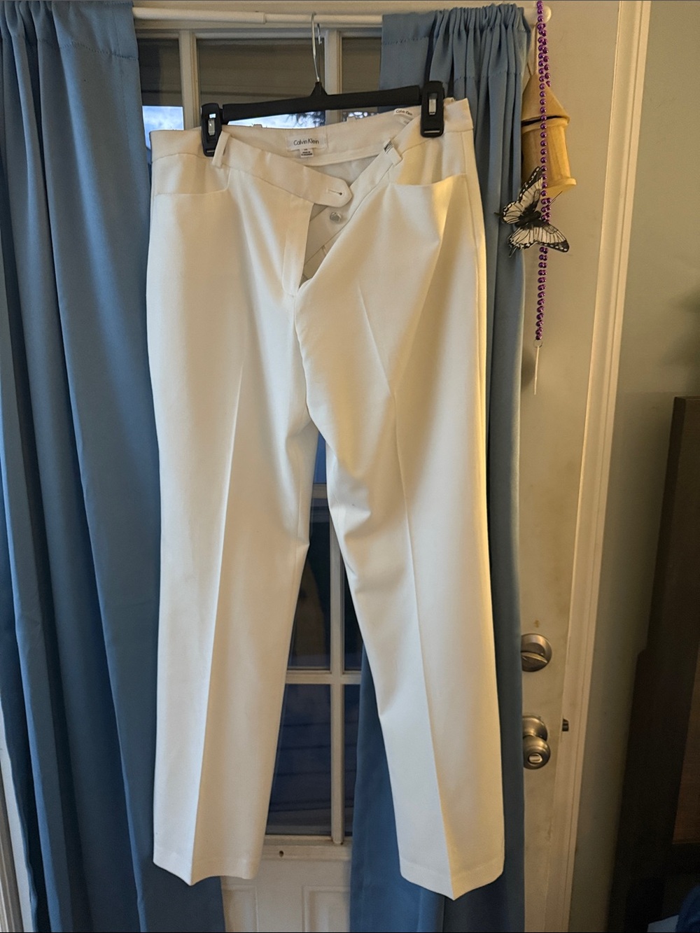 Calvin Klein Men’s Cream Dress Pants - Straight Tailored Cut